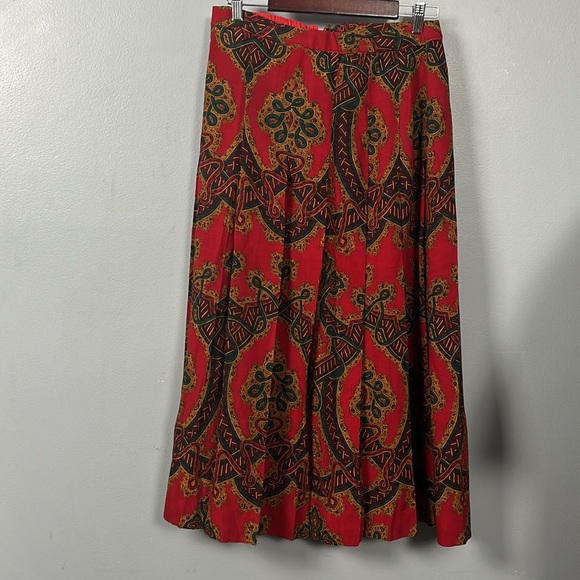 Gloria Sachs New York Neiman Marcus Vintage Red Pleated Skirt size 10 - Picture 9 of 15